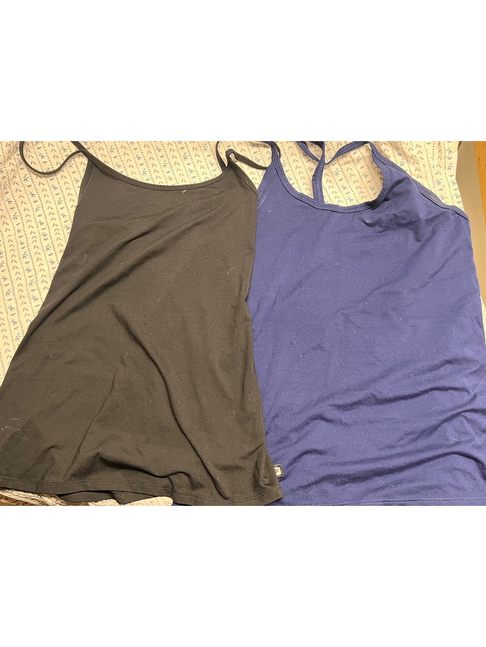 Fabletics Women's XS Black and Navy Blue Tank Tops - Set of 2